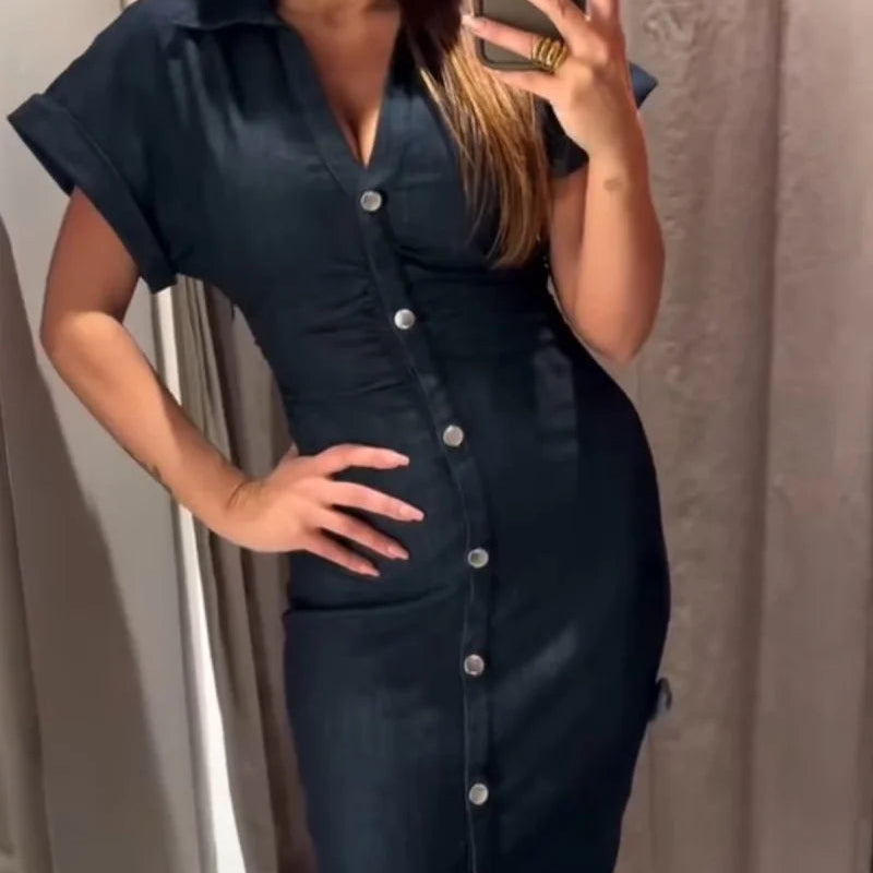 VALORIA | Women’s denim midi shirt dress