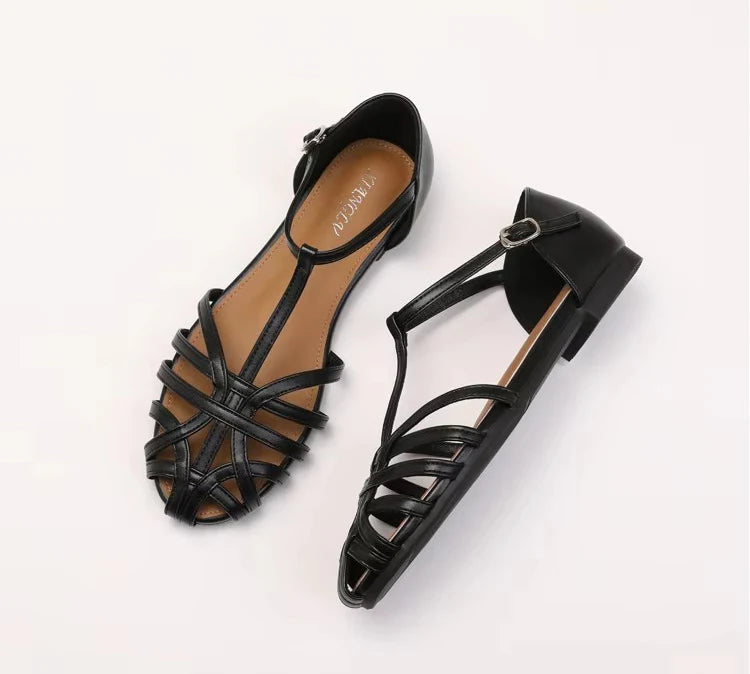 VALORIA | Women’s durable cross strap flat sandals everyday use
