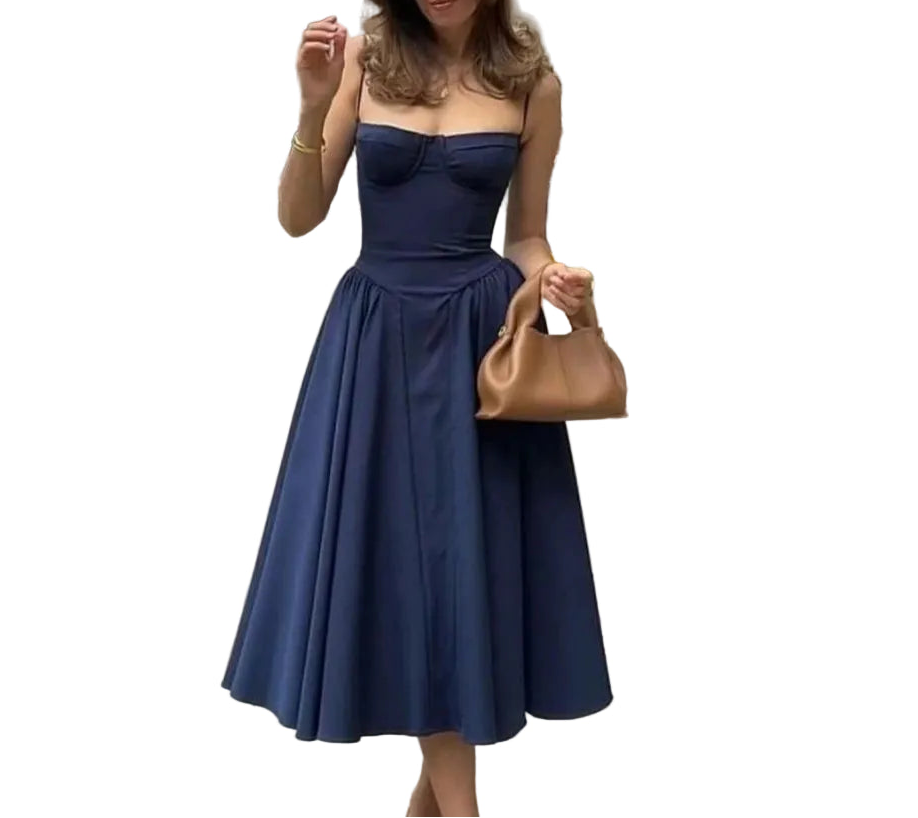VALORIA | Women’s elegant corset pleated midi dress 