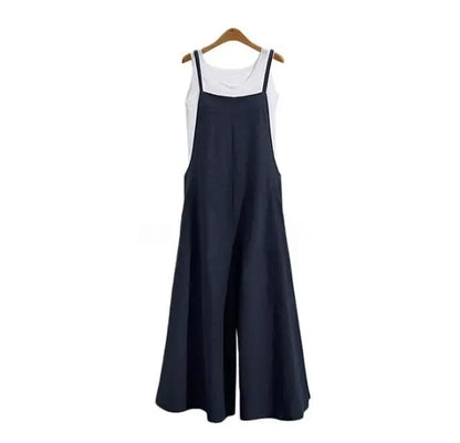 VALORIA | Women’s elegant cotton linen wide leg jumpsuit for vacations and weekend wear