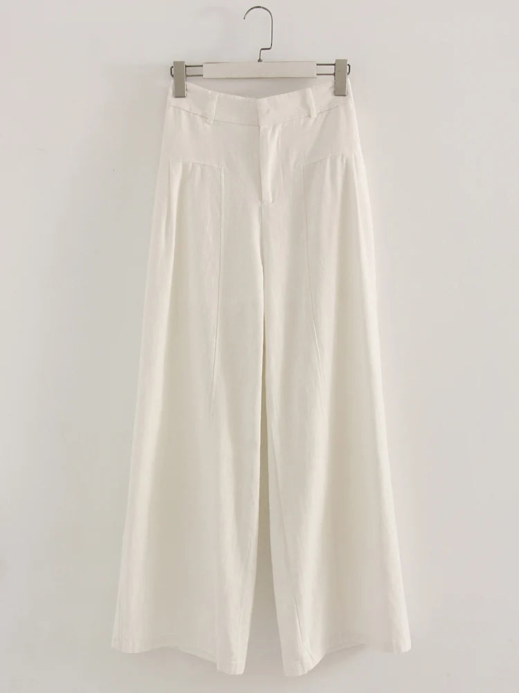 VALORIA | Women’s elegant cotton linen wide leg pants loose flowing silhouette