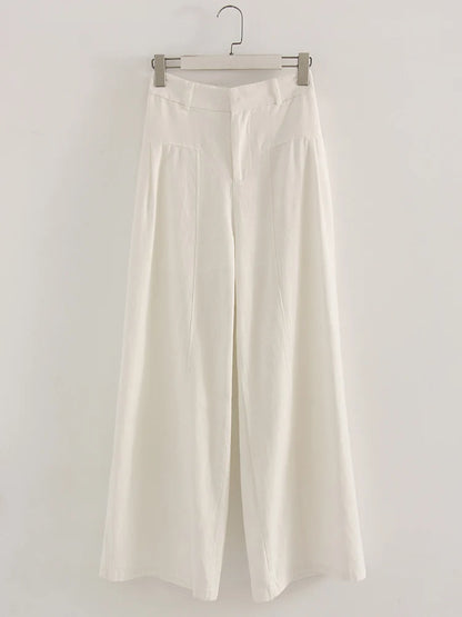 VALORIA | Women’s elegant cotton linen wide leg pants loose flowing silhouette