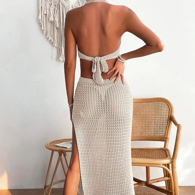 VALORIA | Women’s elegant knit hollow-out dress with sophisticated openwork design