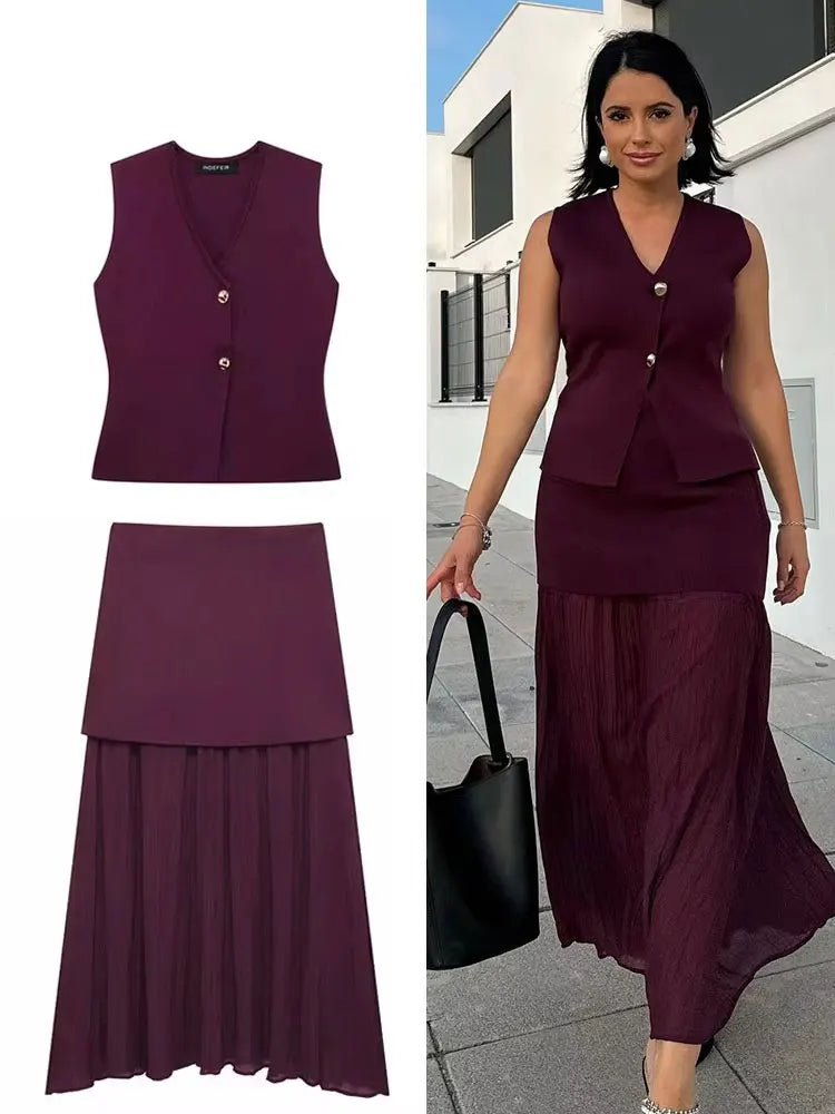 VALORIA | Women’s elegant knit skirt set with matching top and skirt