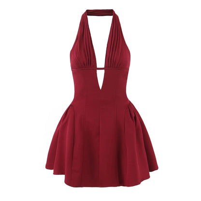VALORIA | Women’s elegant polka dot halter mini dress with vintage-inspired charm