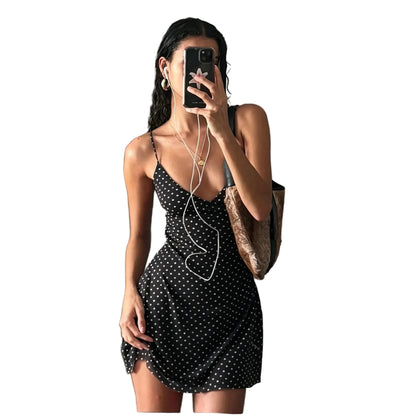 VALORIA | Women’s elegant polka dot sleeveless dress with timeless vintage style