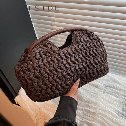 VALORIA | Women’s elegant straw shoulder bag pairing beautifully with summer dresses and sandals