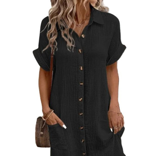 VALORIA | Women’s elegant vintage linen mini dress with breathable fabric