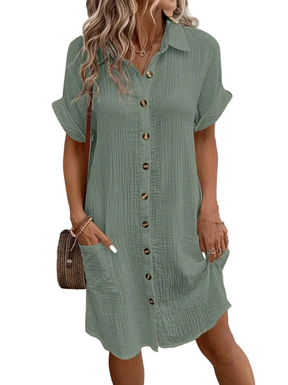 VALORIA | Women’s elegant vintage linen mini dress with breathable natural fabric
