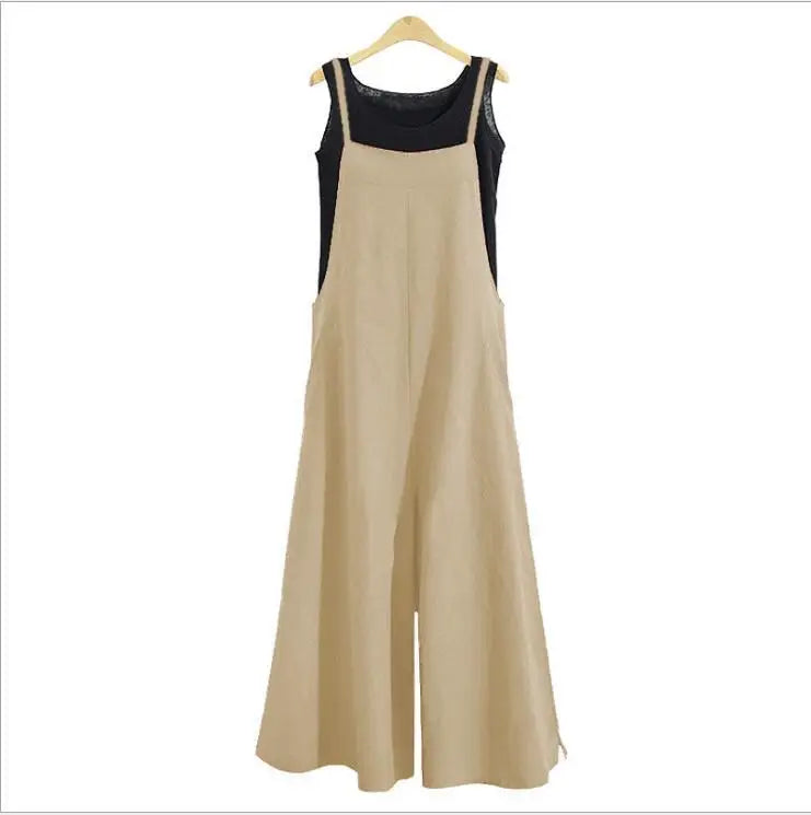 VALORIA | Women’s fashionable cotton linen wide leg jumpsuit with timeless style
