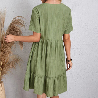 VALORIA | Women’s fashionable elegant ruffle V-neck mini dress for weddings and evening events
