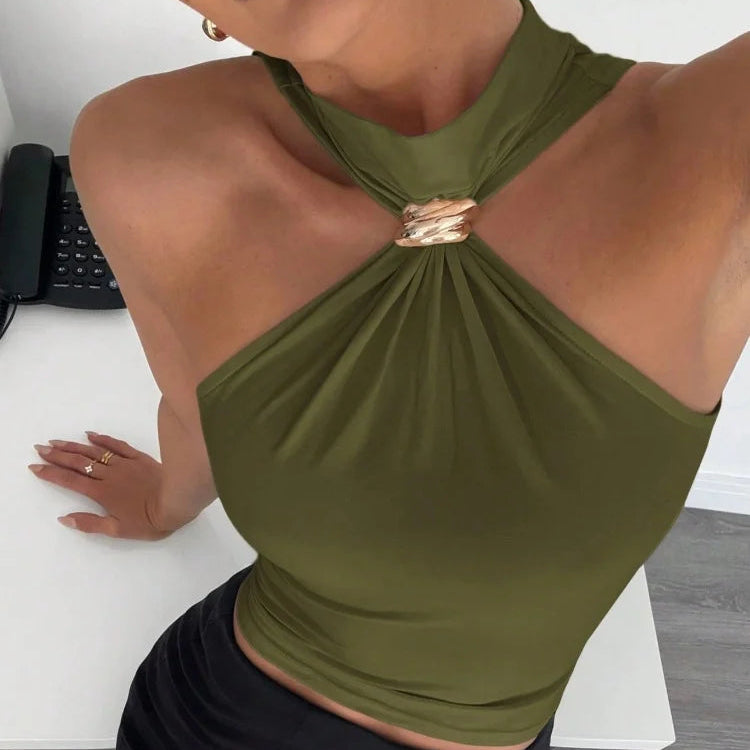 VALORIA | Women’s fashionable halter crop tank pairing perfectly with jeans, skirts and shorts
