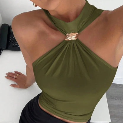 VALORIA | Women’s fashionable halter crop tank pairing perfectly with jeans, skirts and shorts