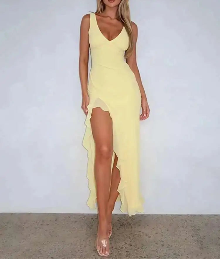 VALORIA | Women’s fashionable high split dress pairing beautifully with heels and statement accessories