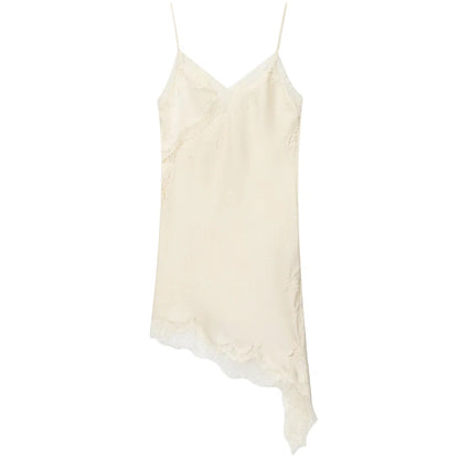 VALORIA | Women’s fashionable lace asymmetric slip dress for date nights, weddings and celebrations