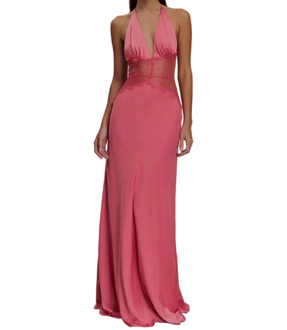 VALORIA | Women’s fashionable lace halter maxi dress for formal events, vacations and celebrations