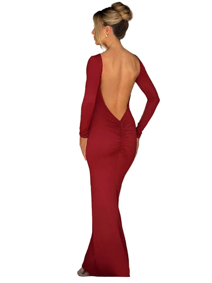 VALORIA | Women’s fashionable long sleeve bodycon maxi dress for cocktail parties, weddings and date nights