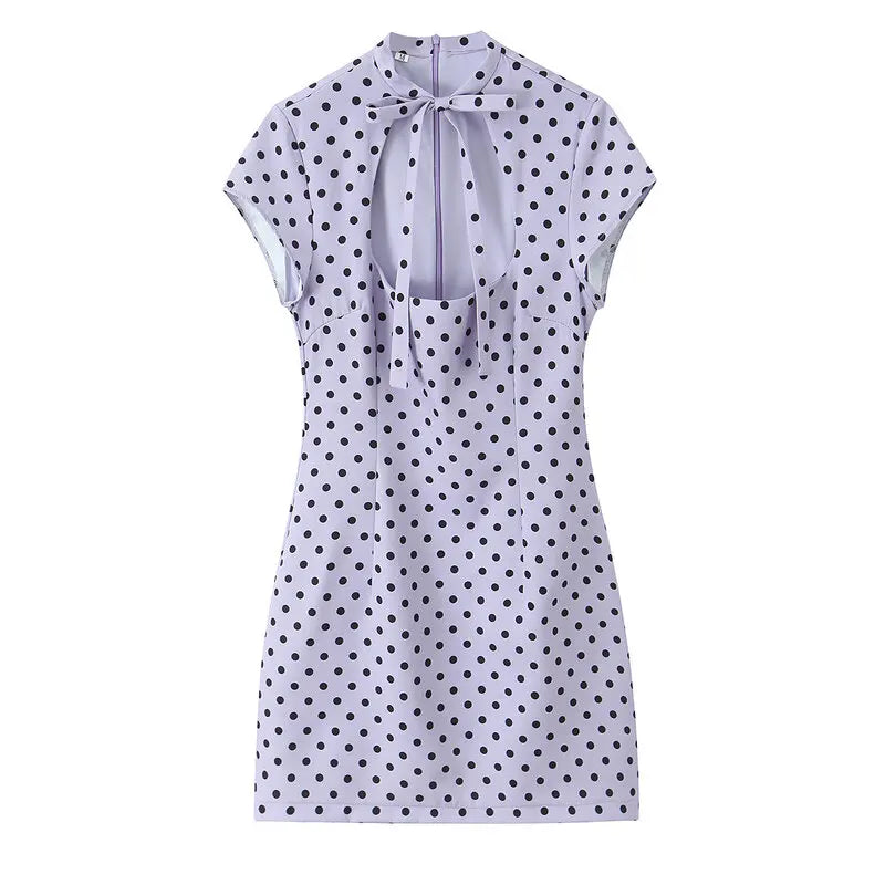 VALORIA | Women’s fashionable polka dot bow mini dress for vacations, brunch and date nights