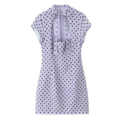 VALORIA | Women’s fashionable polka dot bow mini dress for vacations, brunch and date nights