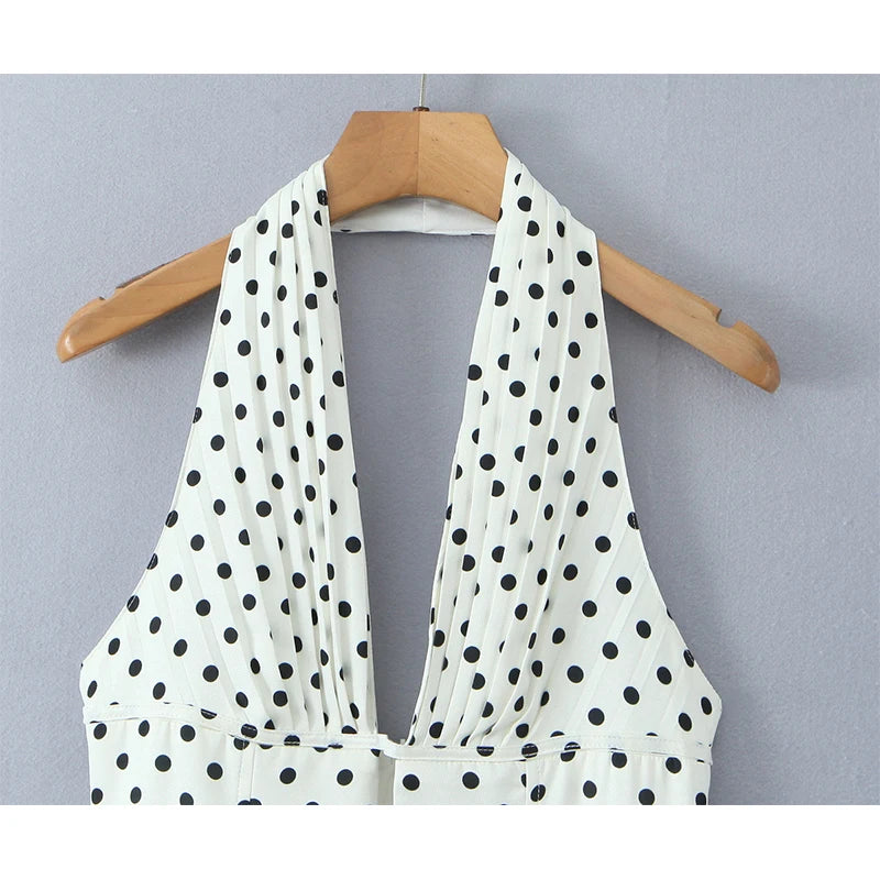 VALORIA | Women’s fashionable polka dot halter mini dress for brunch, beach holidays and weekend outings