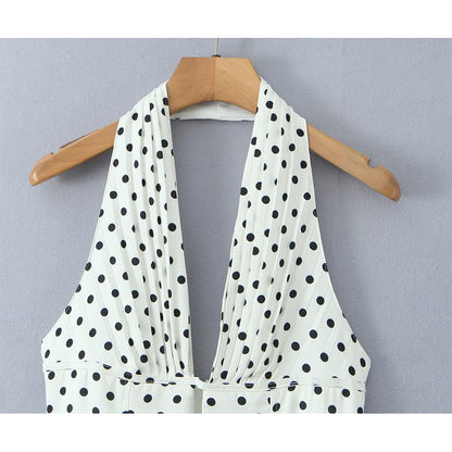 VALORIA | Women’s fashionable polka dot halter mini dress for brunch, beach holidays and weekend outings