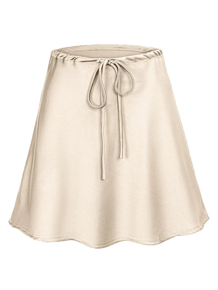 VALORIA | Women’s fashionable ruched satin mini skirt for holidays, evenings and clubwear