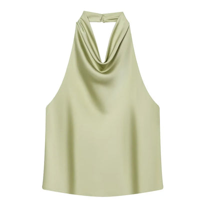 VALORIA | Women’s fashionable satin halter blouse combining elegance and everyday versatility