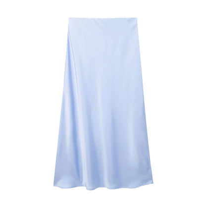 VALORIA | Women’s fashionable satin midi skirt for the office, brunch and special occasions
