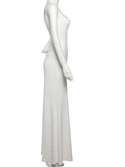 VALORIA | Women’s fashionable silky backless maxi dress for cocktail parties, vacations and formal events
