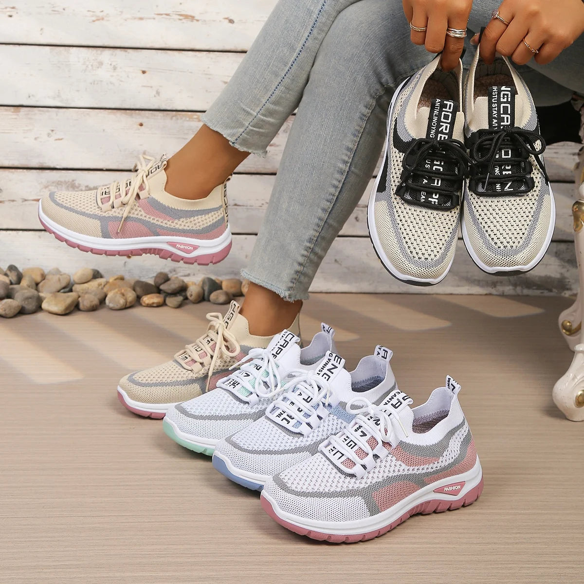 VALORIA | Women’s fashionable two-tone casual sneakers modern color block look