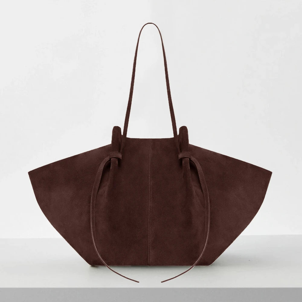 VALORIA | Women’s faux suede ruched tote bag casual elegant style