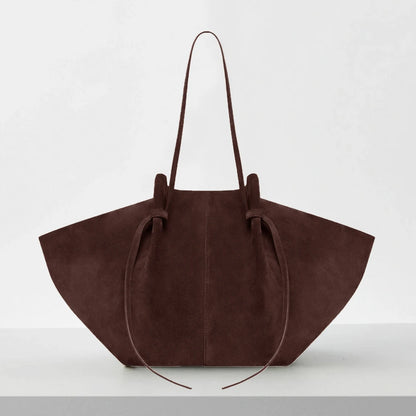 VALORIA | Women’s faux suede ruched tote bag casual elegant style