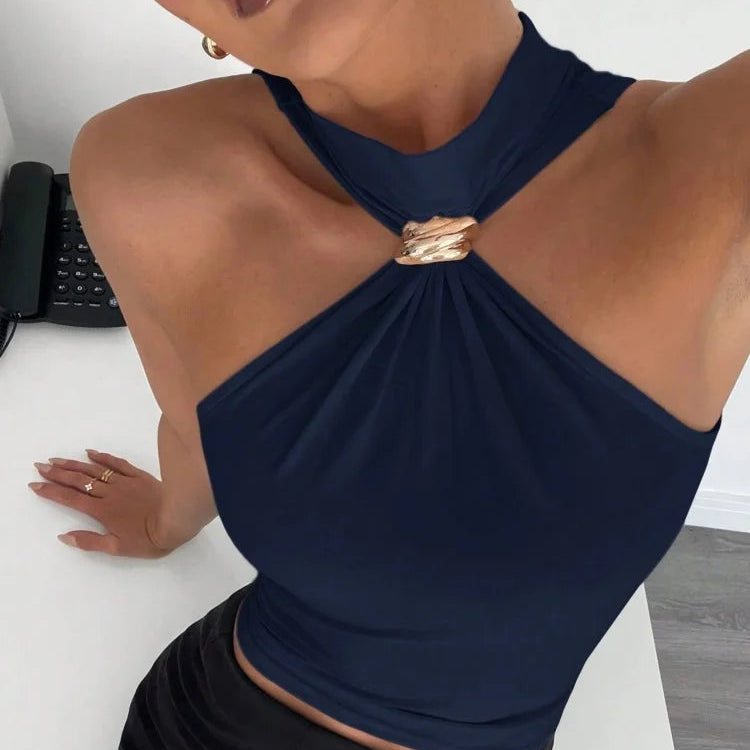 VALORIA | Women’s flattering halter crop tank designed for effortless summer fashion