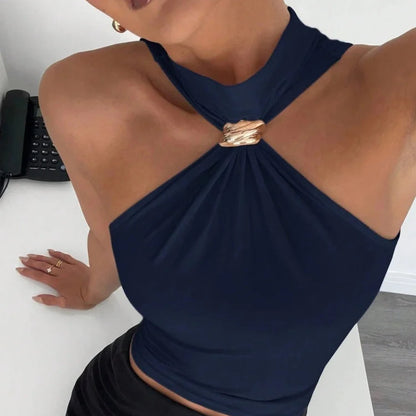 VALORIA | Women’s flattering halter crop tank designed for effortless summer fashion