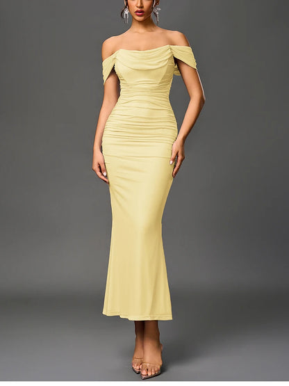 VALORIA | Women’s flattering off-the-shoulder dress with elegant full-length flowing design