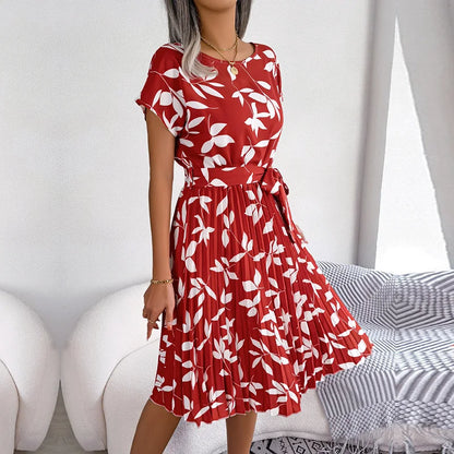 VALORIA | Women’s floral pleated A-line maxi dress designed for timeless elegance 