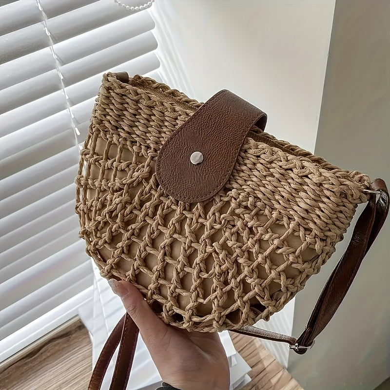 VALORIA | Women’s half-moon straw bag summer beach style