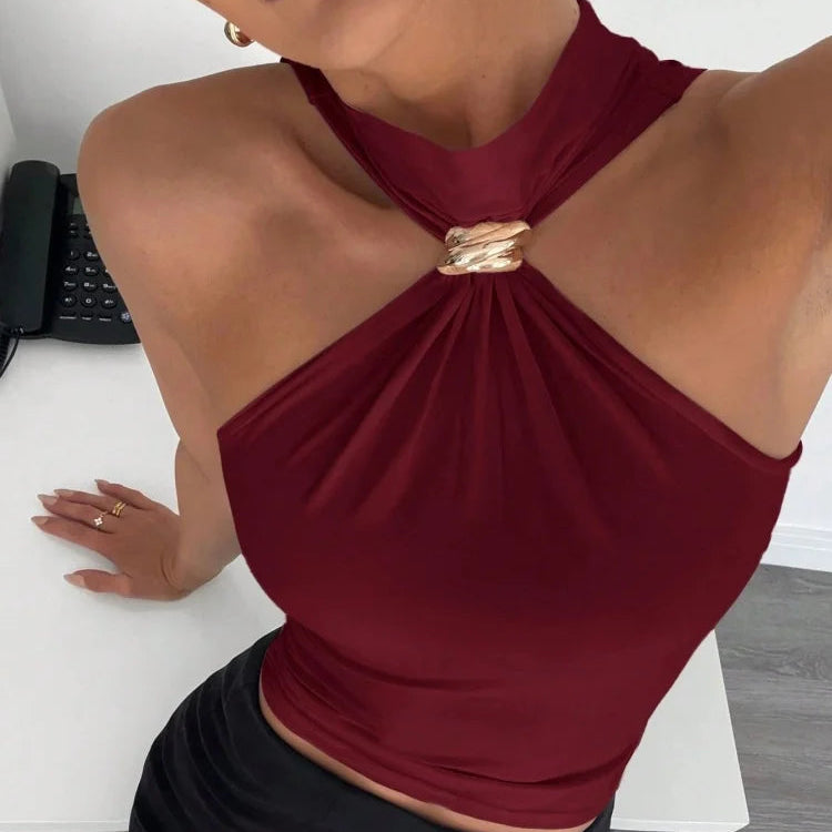 VALORIA | Women’s halter crop tank top combining contemporary elegance, comfort 