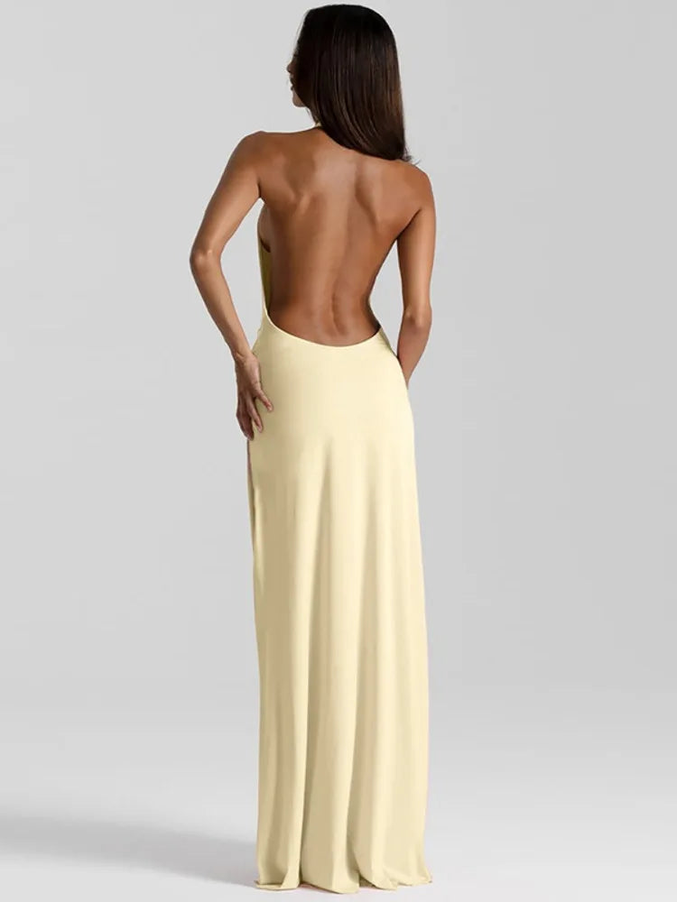 VALORIA | Women’s halter split maxi dress perfect for beach weddings, holidays and date nights