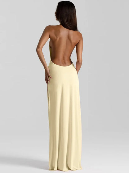 VALORIA | Women’s halter split maxi dress perfect for beach weddings, holidays and date nights