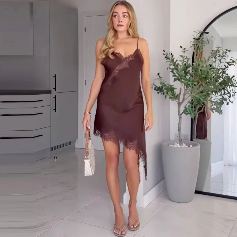 VALORIA | Women’s lace asymmetric slip dress