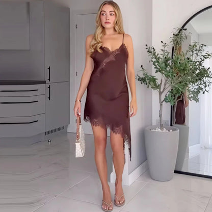 VALORIA | Women’s lace asymmetric slip dress