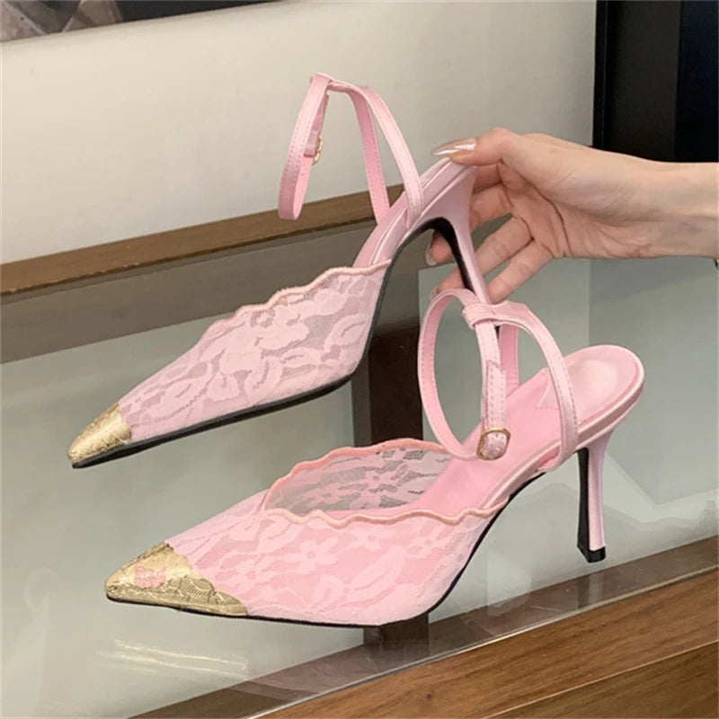 VALORIA | Women’s lace slingback pumps elegant pointed toe design