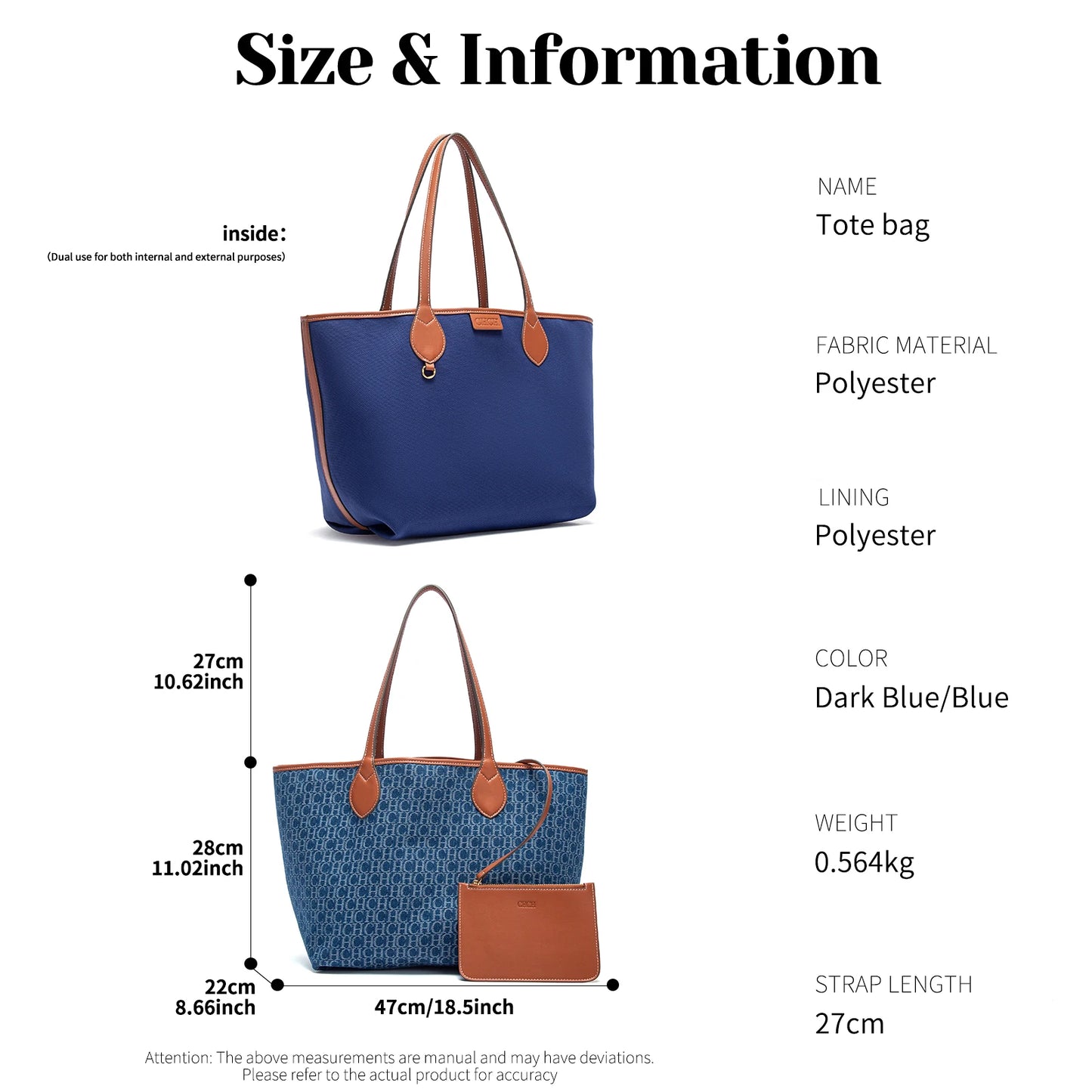 VALORIA | Women’s lightweight double-sided tote bag modern look