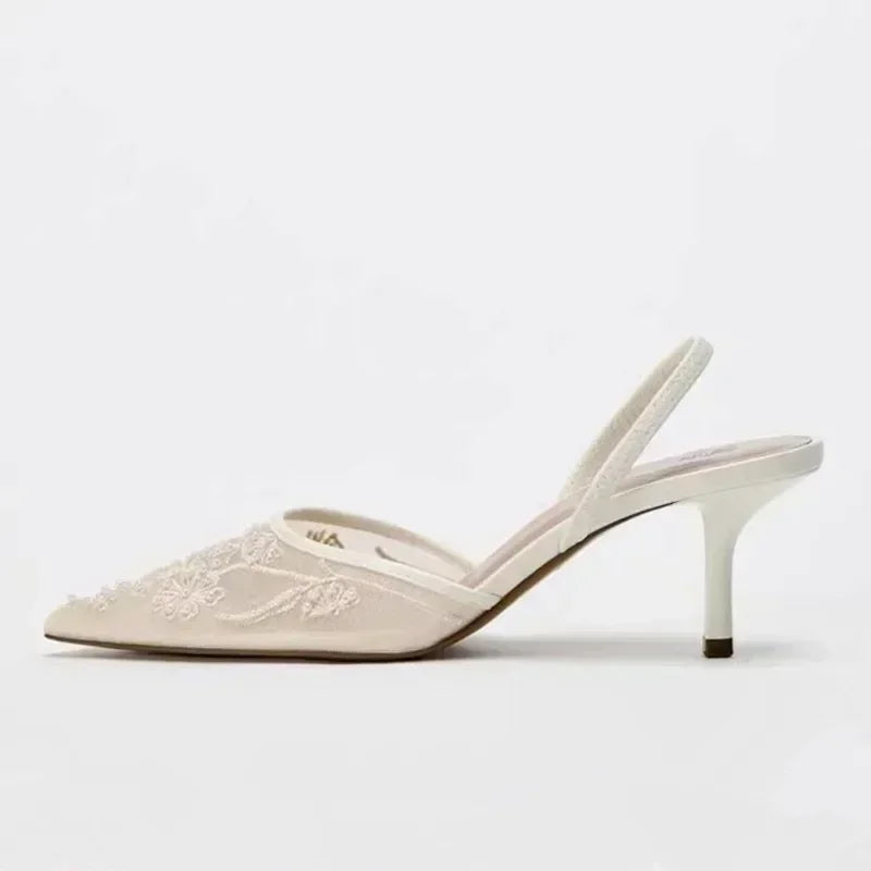 VALORIA | Women’s lightweight embroidered mesh heels party wear
