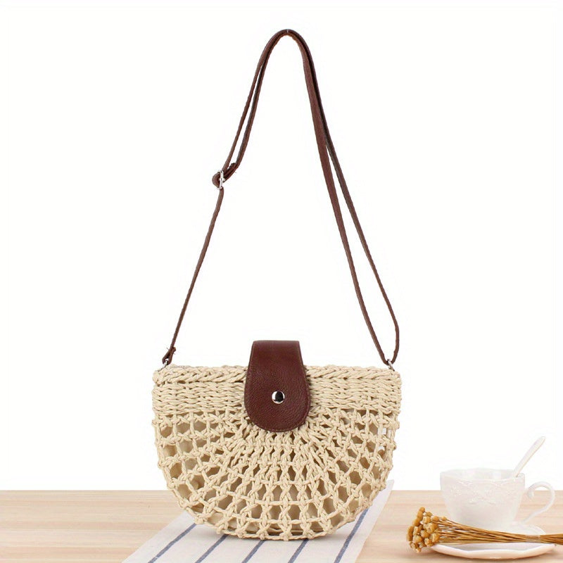 VALORIA | Women’s lightweight half-moon straw bag casual carry