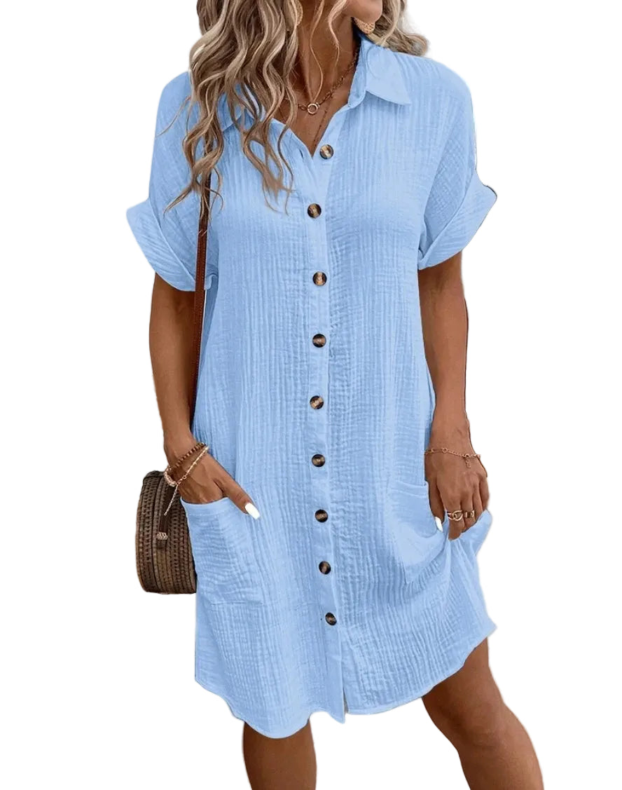 VALORIA | Women’s lightweight linen mini dress featuring timeless vintage style