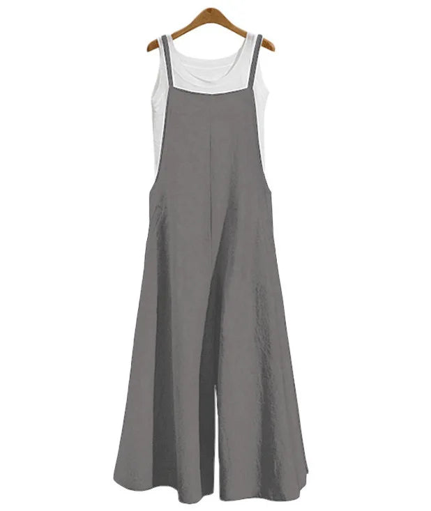 VALORIA | Women’s loose fit cotton linen wide leg jumpsuit for all-day comfort
