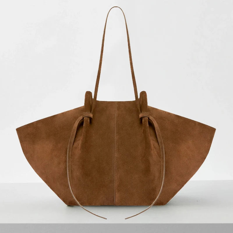 VALORIA | Women’s modern faux suede ruched shoulder tote bag