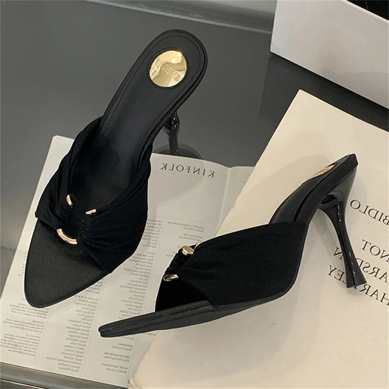 VALORIA | Women’s open toe heeled slides elegant summer style